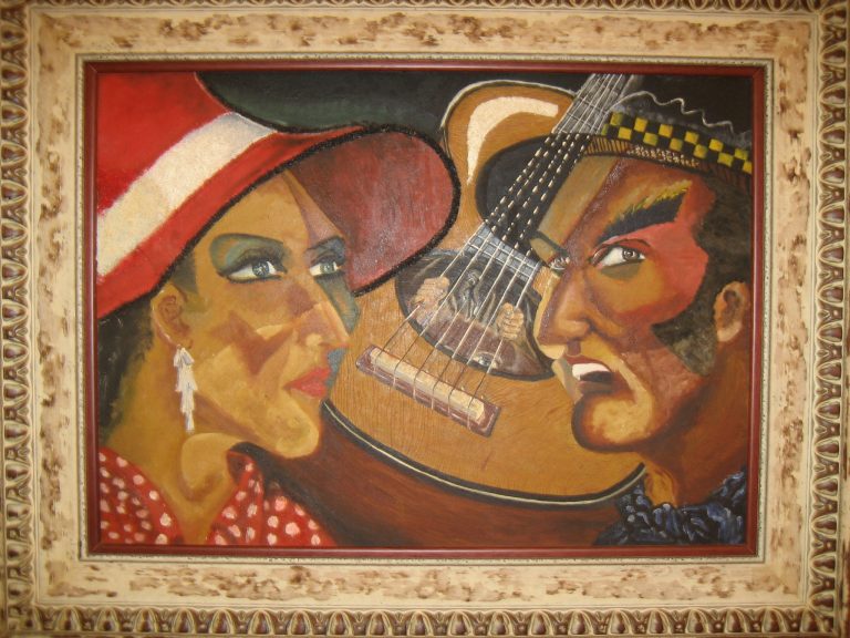 Flamenca y gitano
Oleo sobre madera
Dimensiones: 0,56 x 0,40 cm
